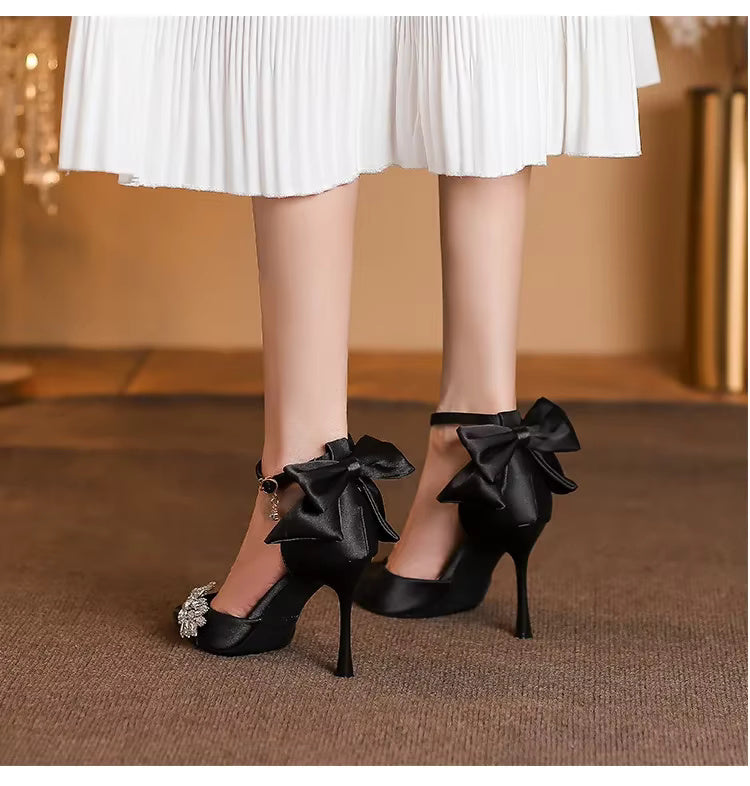 Rhinestone Flower Fashion Hollow High Pointed Heels Wedding Stiletto Shoes