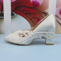 Thin Heel Pointed Toe Fashion hallow Pattern Wedding High Pumps