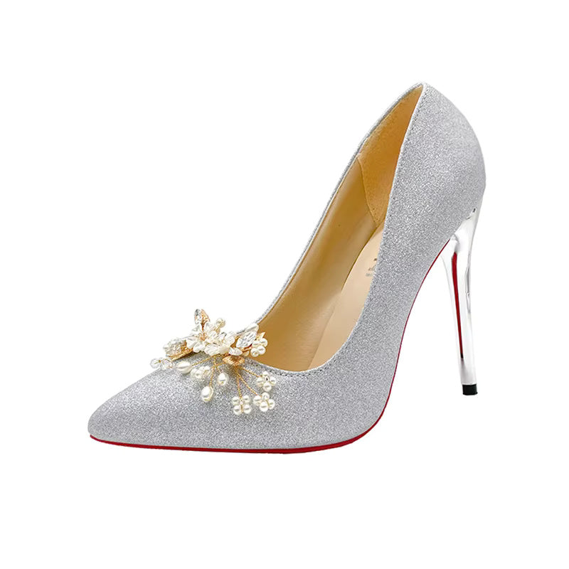 Flowers Fashion Thin High Heels comfortable Wedding Shoes
