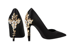 Elegant Silk Design Luxury Flower Pattern Stiletto Heeled