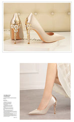 Elegant Silk Design Luxury Flower Pattern Stiletto Heeled