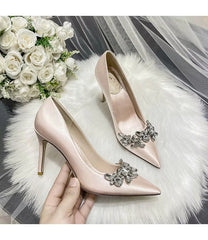 Crystal Satin Fashion High Heels Bridal shoes Stilettos