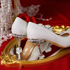 Rhinestone Fashion High Heels Metal Buckle  Bridel Shoe High Heel