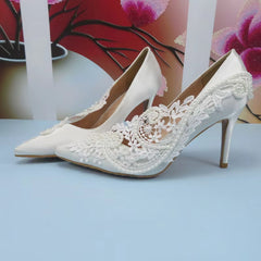 Pointed Toe Fashion hallow Thin Heel Bridal Wedding shoes High Pumps