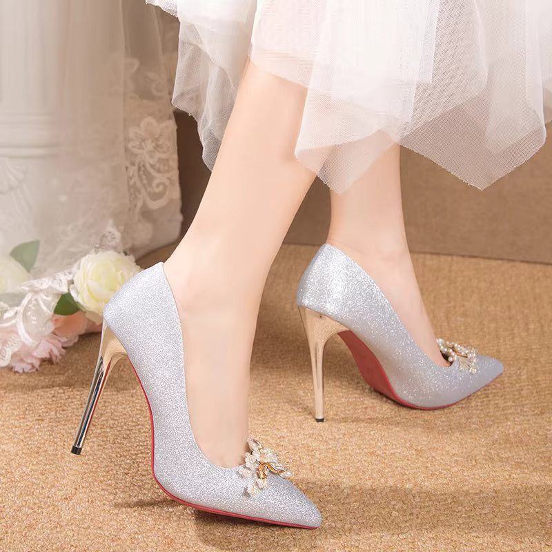 Flowers Fashion Thin High Heels comfortable Wedding Shoes