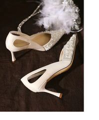 Elegance Rhinestone Pearl Pattern Wedding High Heels Pumps Shoes