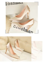Elegant Silk Design Luxury Flower Pattern Stiletto Heeled