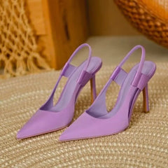 Elegant Slingback Pointed Toe Slip on Thin High Heel Pumps Sandals