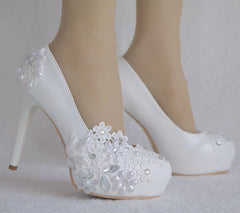 Rhinestone Flower Fashion Thin High Heels Slip on Wedding Shoes