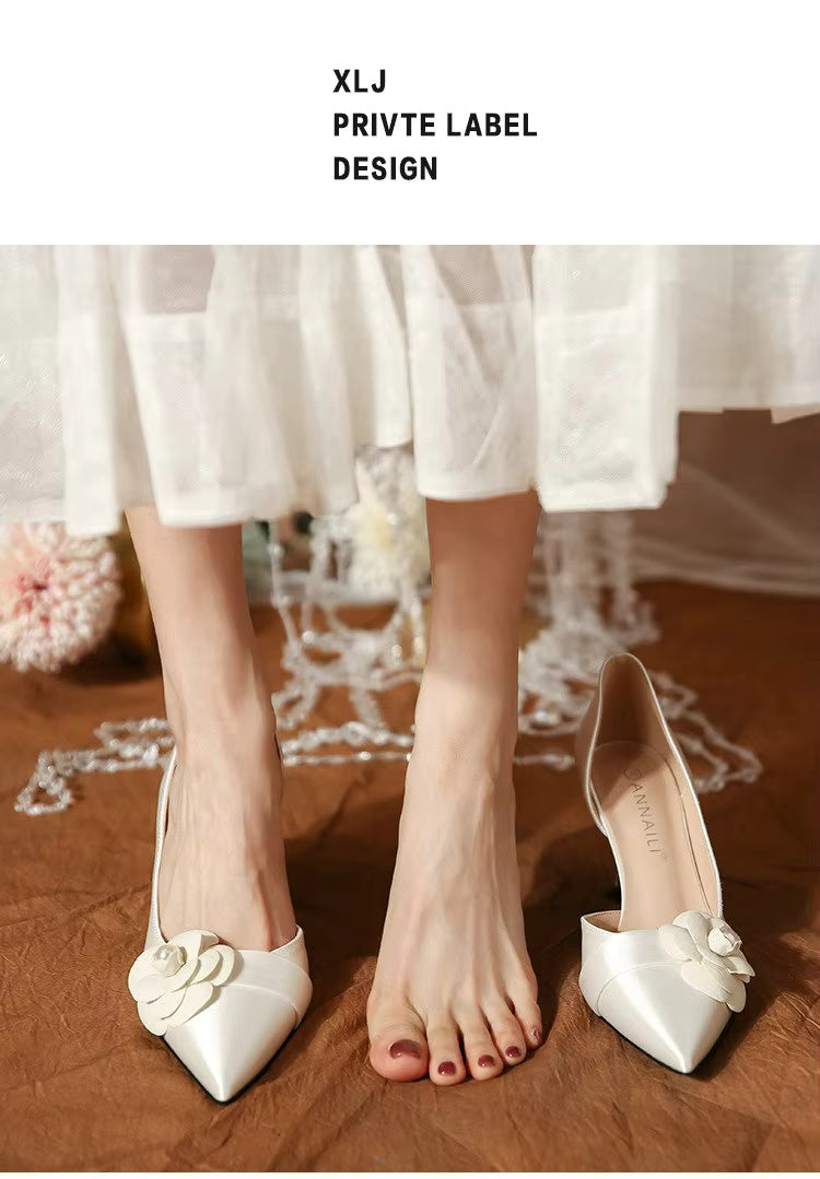 Pointy High Heels Fashion French Temperament Bridesmaid Shoes  Pumps