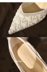 Elegance Rhinestone Pearl Pattern Wedding High Heels Pumps Shoes