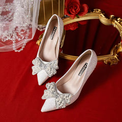 Rhinestone Fashion High Heels Metal Buckle  Bridel Shoe High Heel
