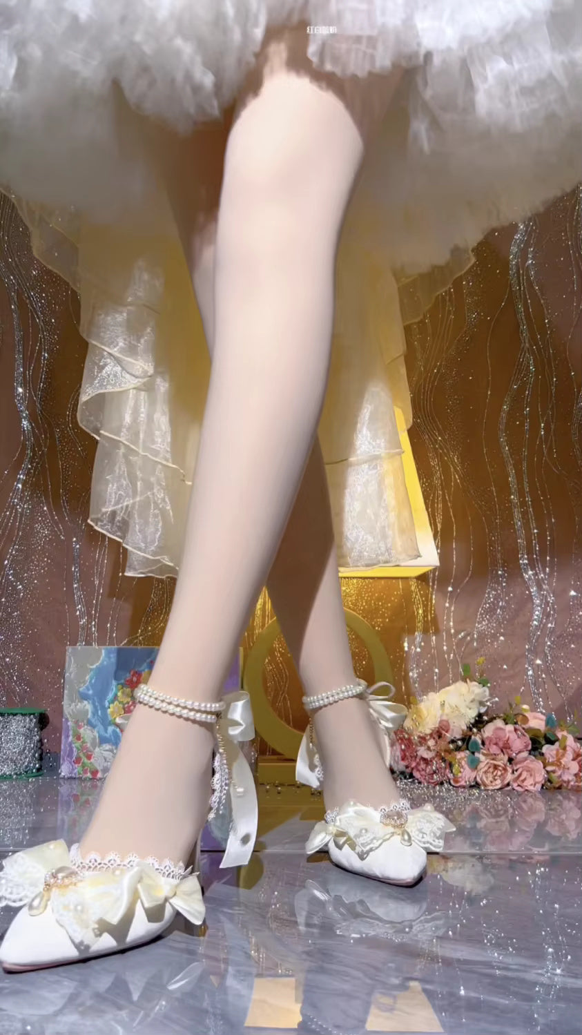 Luxury Designer Mary Jane Elegant Heeled  Bridal Shoes