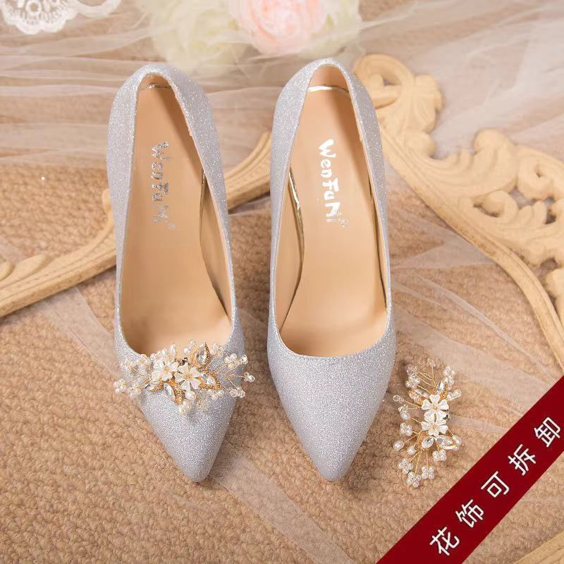 Flowers Fashion Thin High Heels comfortable Wedding Shoes