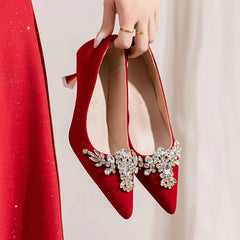 French Thin Fashion High Heels Bridal Shoes