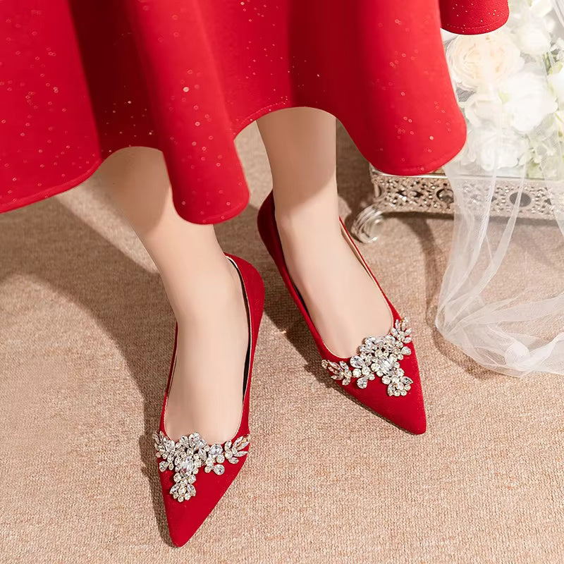French Thin Fashion High Heels Bridal Shoes