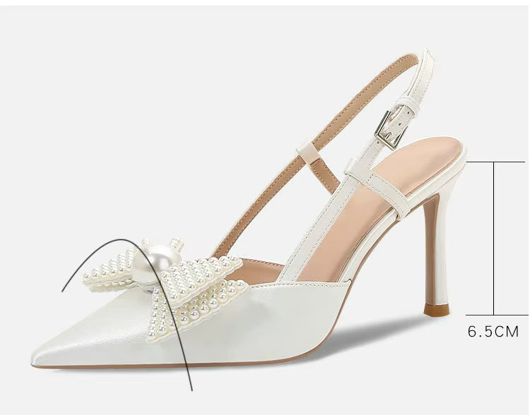 Bow Pattern Elegance French Wedding High Heels Shoes