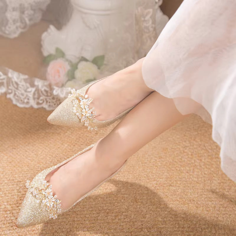 Flowers Fashion Thin High Heels comfortable Wedding Shoes