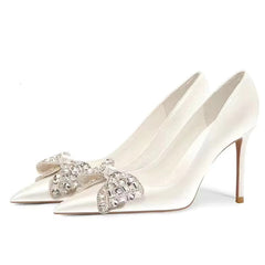 Bow Pattern High Sense French Satin Bridal High Heels Shoes