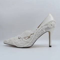Pointed Toe Fashion hallow Thin Heel Bridal Wedding shoes High Pumps