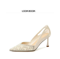 Elegance Rhinestone Pearl Pattern Wedding High Heels Pumps Shoes