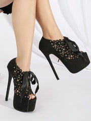 Sandals For Woman Suede Leather Open Toe Bows  Shoes