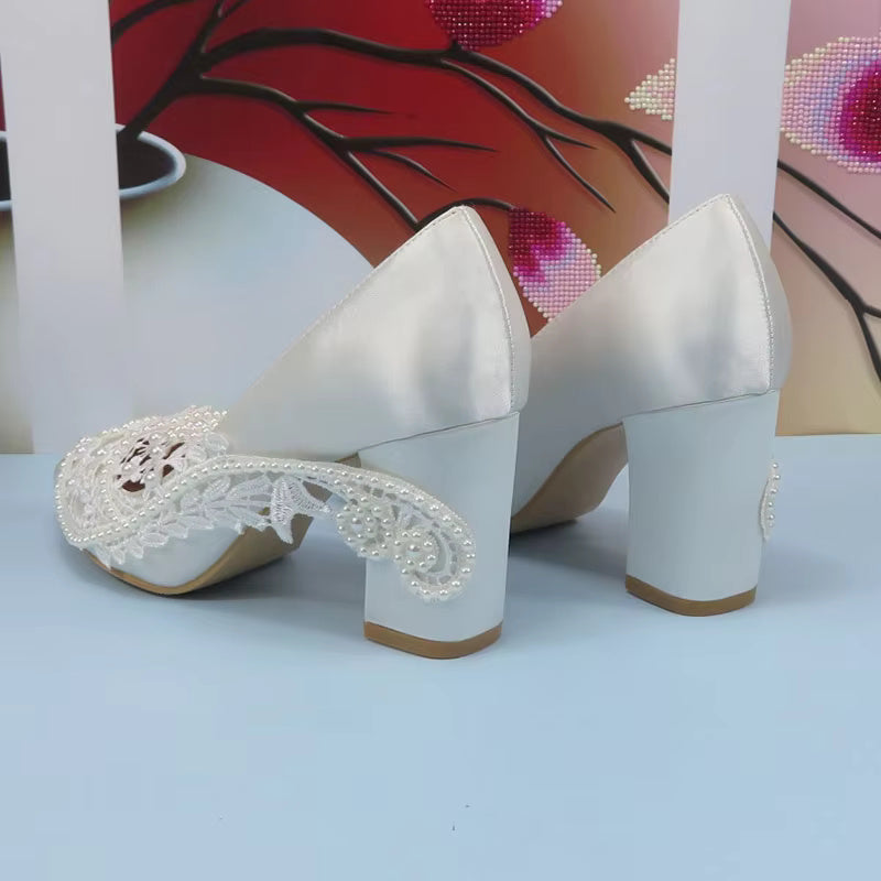 Thin Heel Pointed Toe Fashion hallow Pattern Wedding High Pumps