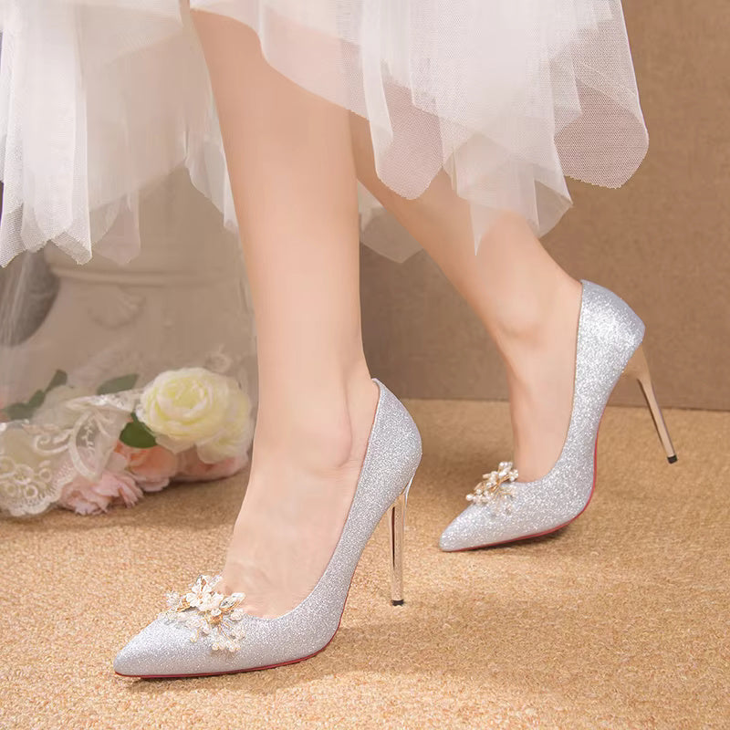 Flowers Fashion Thin High Heels comfortable Wedding Shoes