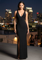 Scalloped Lace Backless Maxi Dress Black