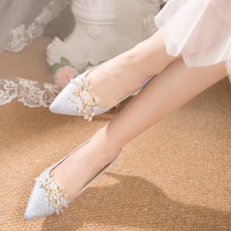 Flowers Fashion Thin High Heels comfortable Wedding Shoes