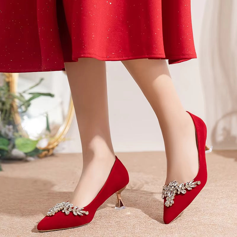 French Thin Fashion High Heels Bridal Shoes