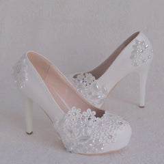 Rhinestone Flower Fashion Thin High Heels Slip on Wedding Shoes
