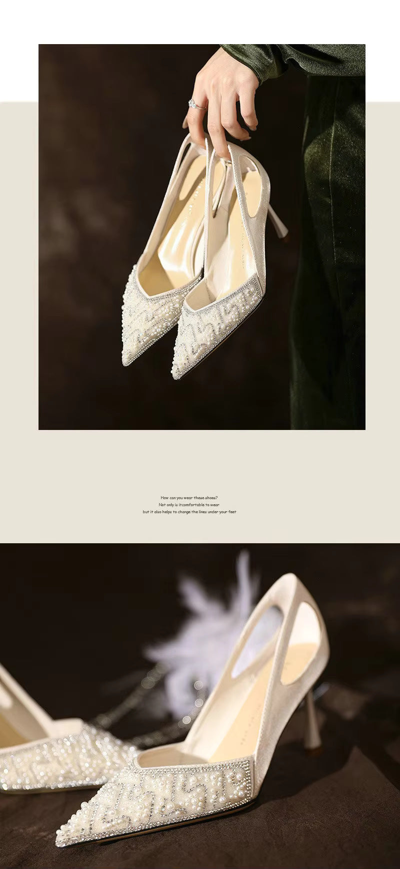 Elegance Rhinestone Pearl Pattern Wedding High Heels Pumps Shoes