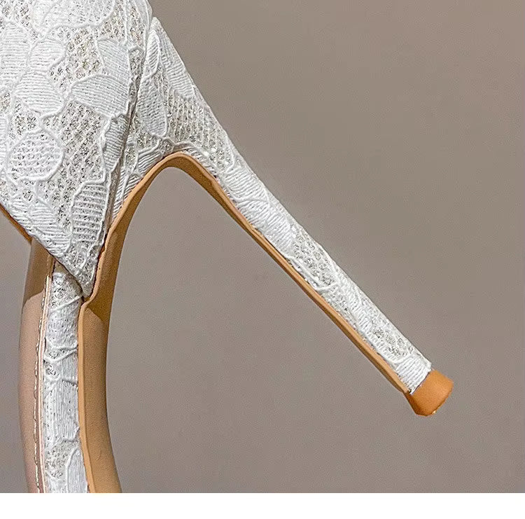 Flower Pattern Pointed Toe High Heels Fashion Bridesmaid Pumps Sandals
