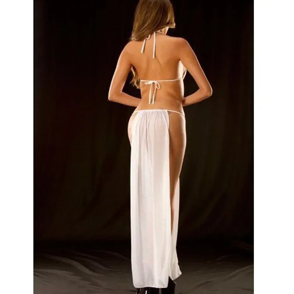 See Through Lace Lingerie Dress Babydoll Sleepwear Costume Long Maxi Dress Nightgowns Chemises