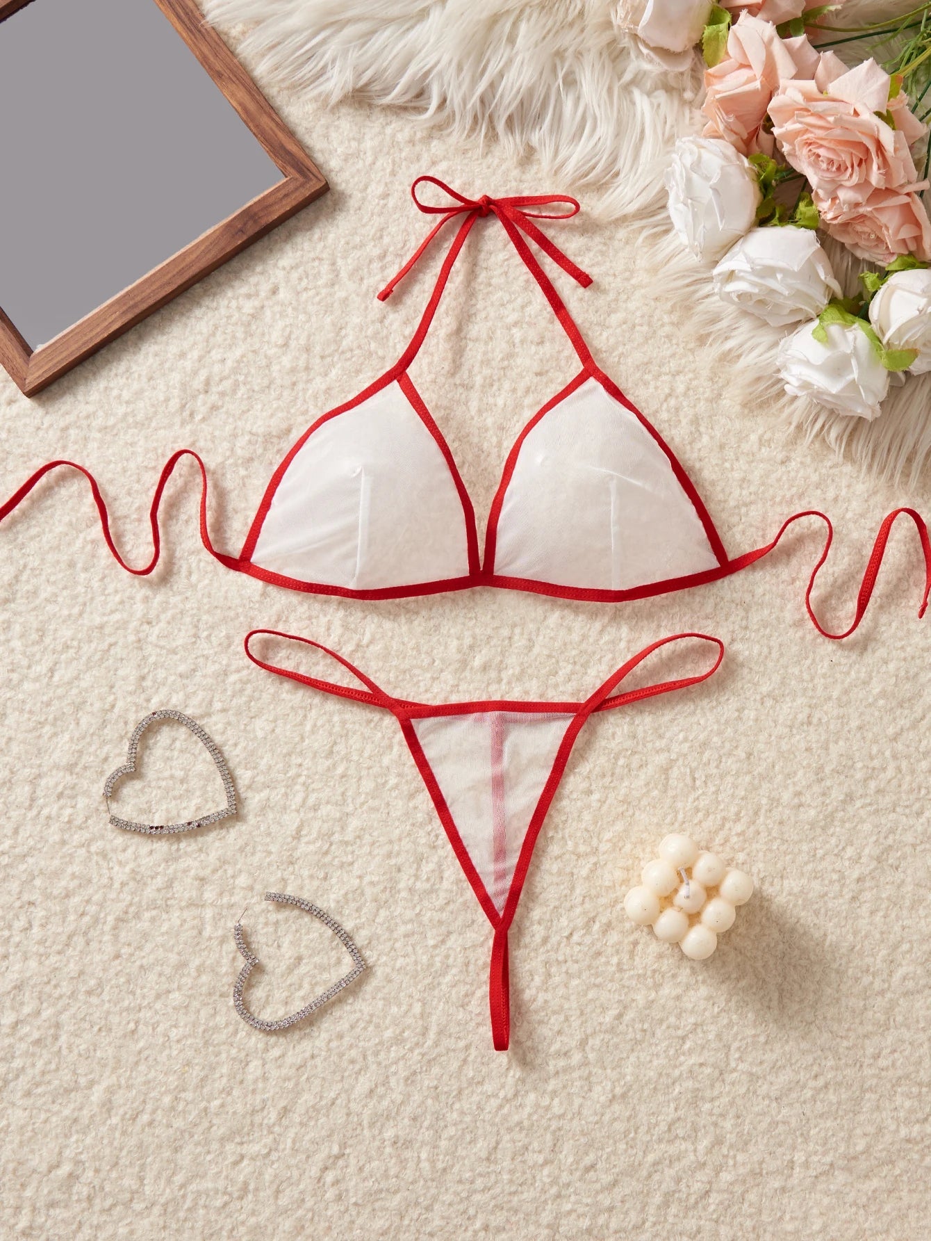 See-through Bikini Transparent Intimates Underwear Bra Panties Set Ultra G-string Mesh Erotic Costume