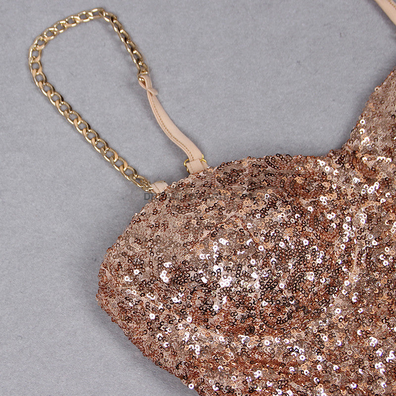 Bustier Sequin Jumpsuit Rose Gold