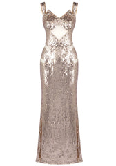 Sequin Bustier Maxi Dress Gold