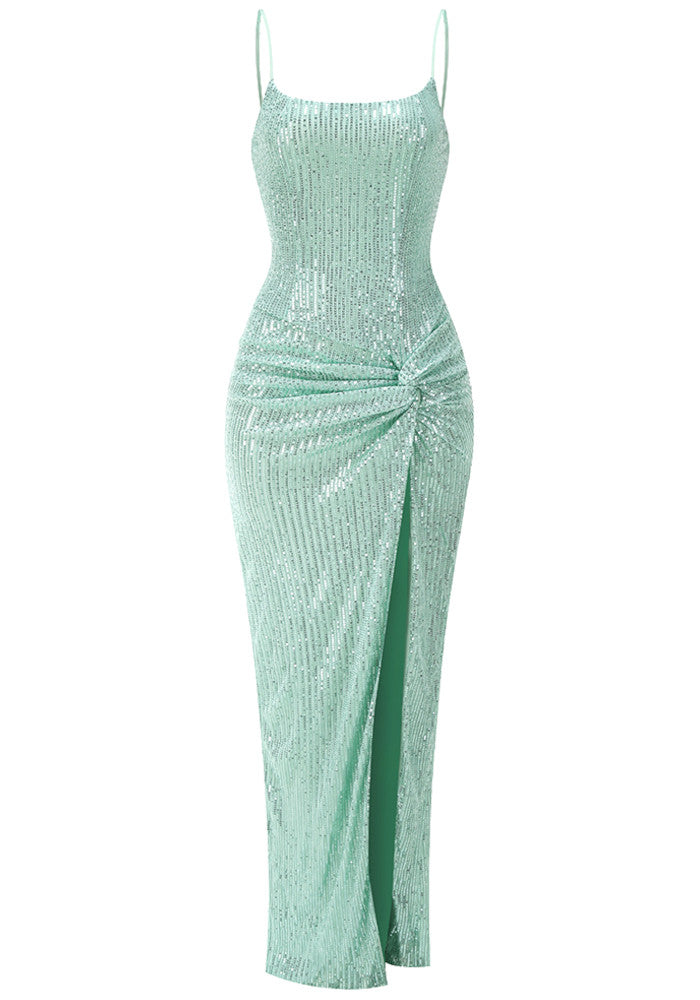 Sequin Corset Maxi Dress Green