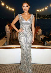 Sequin Maxi Dress Silver
