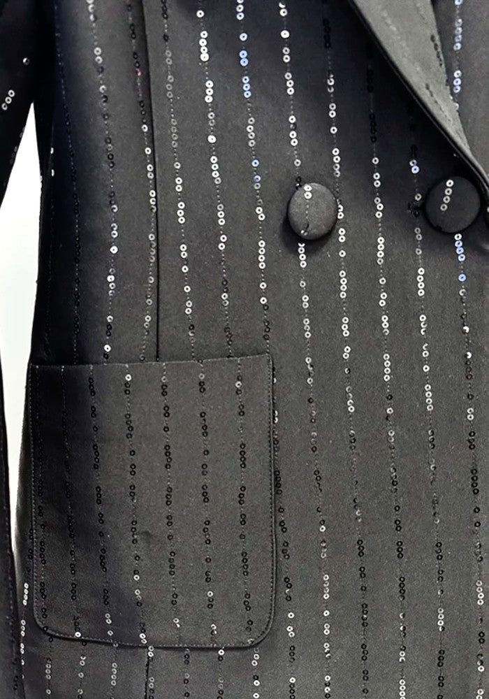 Sequin Stripes Suit Black