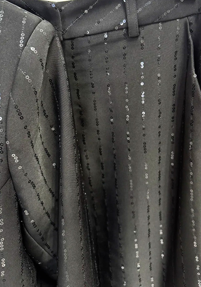 Sequin Stripes Suit Black