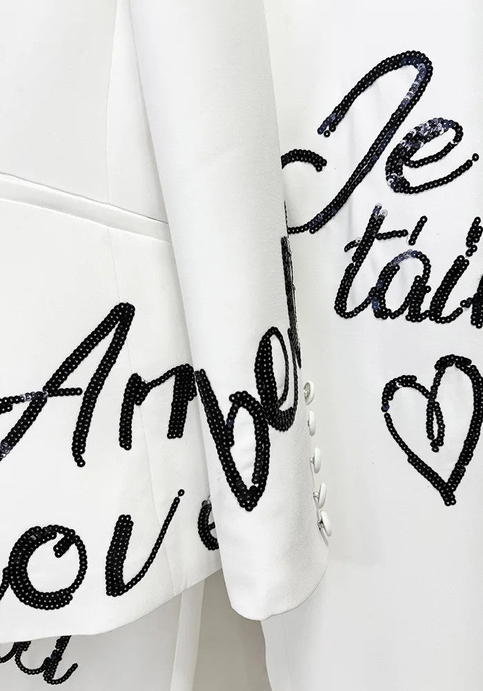 Sequined Suit White Black