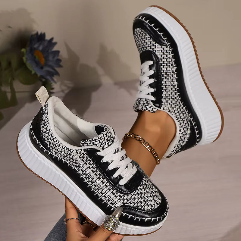 Thick Bottom Lace Up Walking Comfort Non Slip Sports Shoes