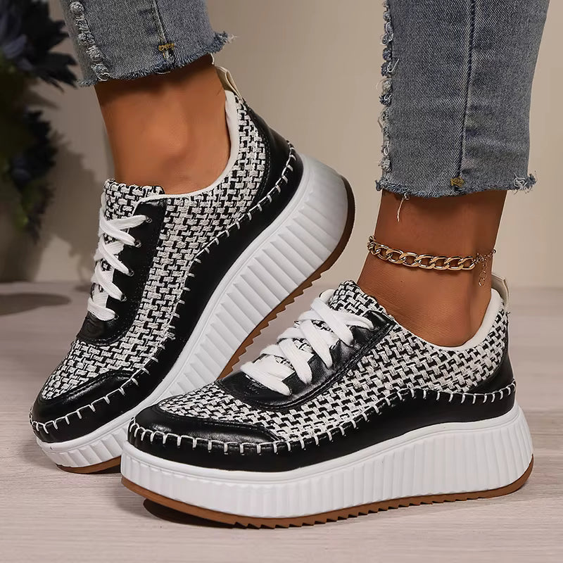 Thick Bottom Lace Up Walking Comfort Non Slip Sports Shoes