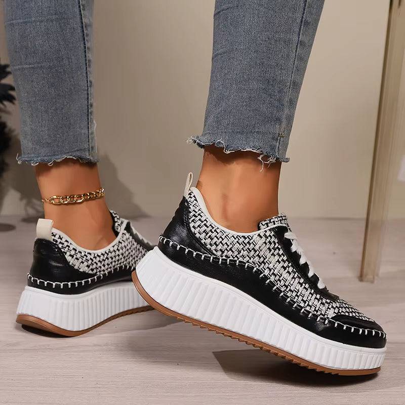 Thick Bottom Lace Up Walking Comfort Non Slip Sports Shoes