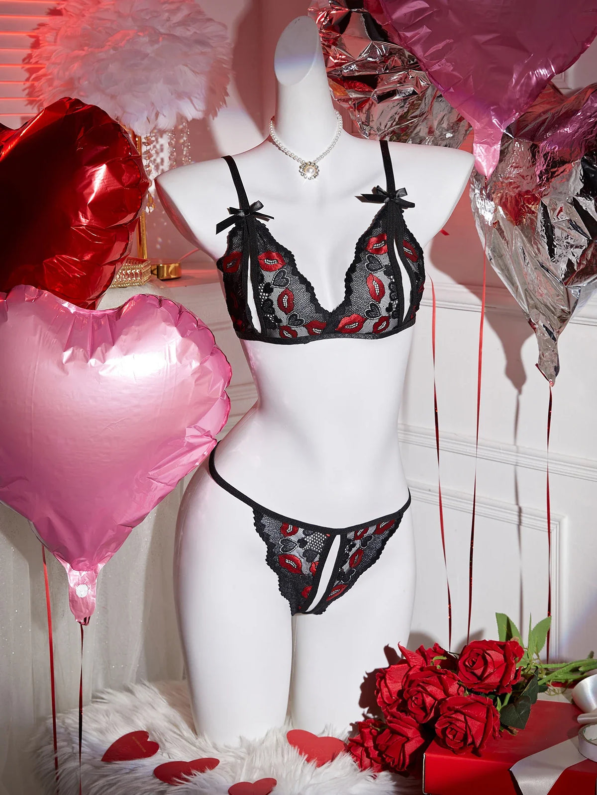 Adult Lingerie Sets Lace Embroidery Open Bra Suit Erotic Crotchless Thong 2PCS Set Female Camisole Ultra Thin Underwear