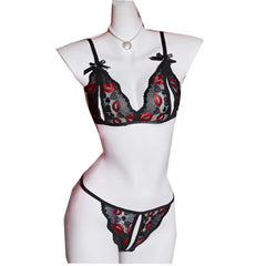 Adult Lingerie Sets Lace Embroidery Open Bra Suit Erotic Crotchless Thong 2PCS Set Female Camisole Ultra Thin Underwear