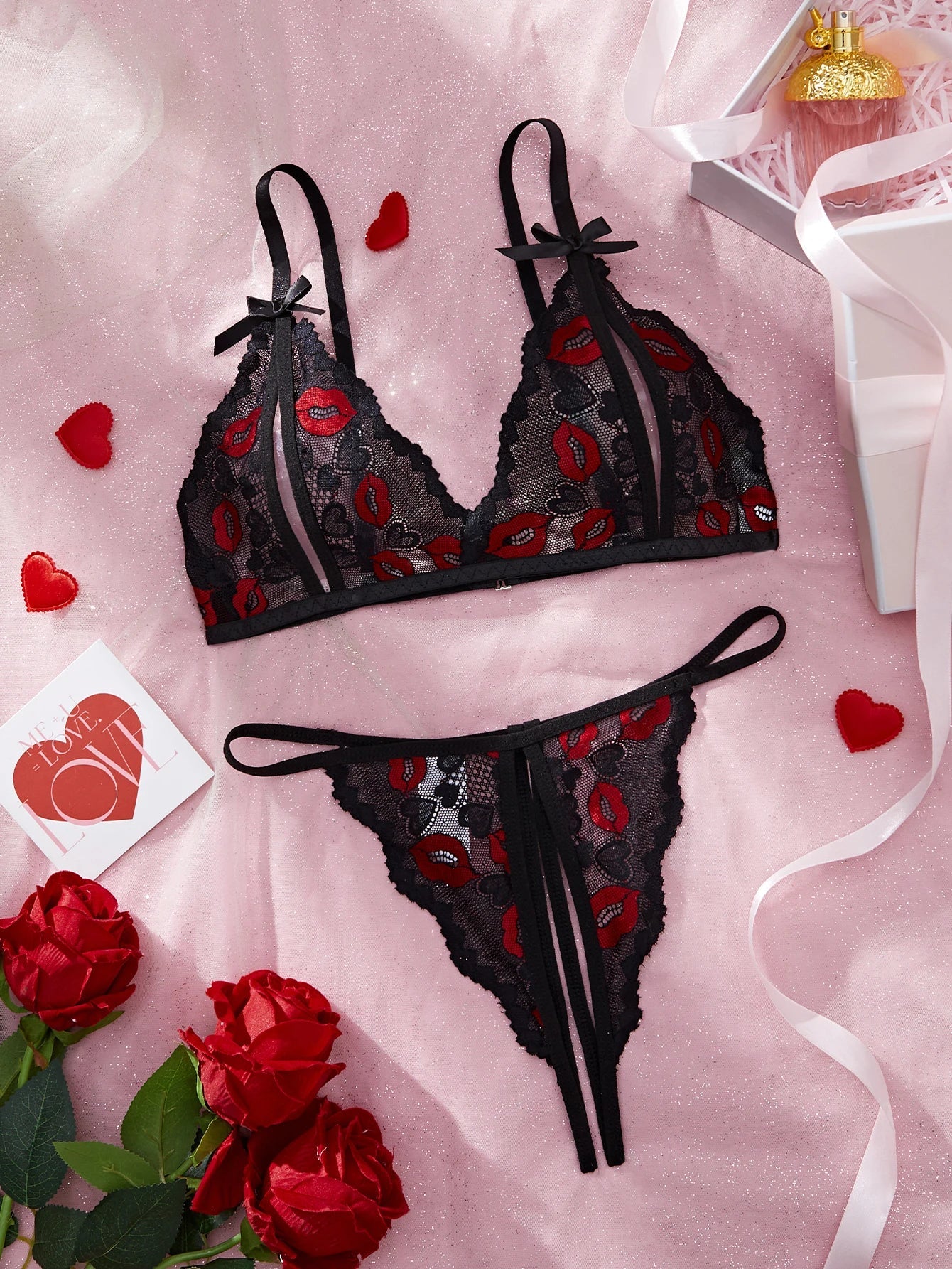 Adult Lingerie Sets Lace Embroidery Open Bra Suit Erotic Crotchless Thong 2PCS Set Female Camisole Ultra Thin Underwear
