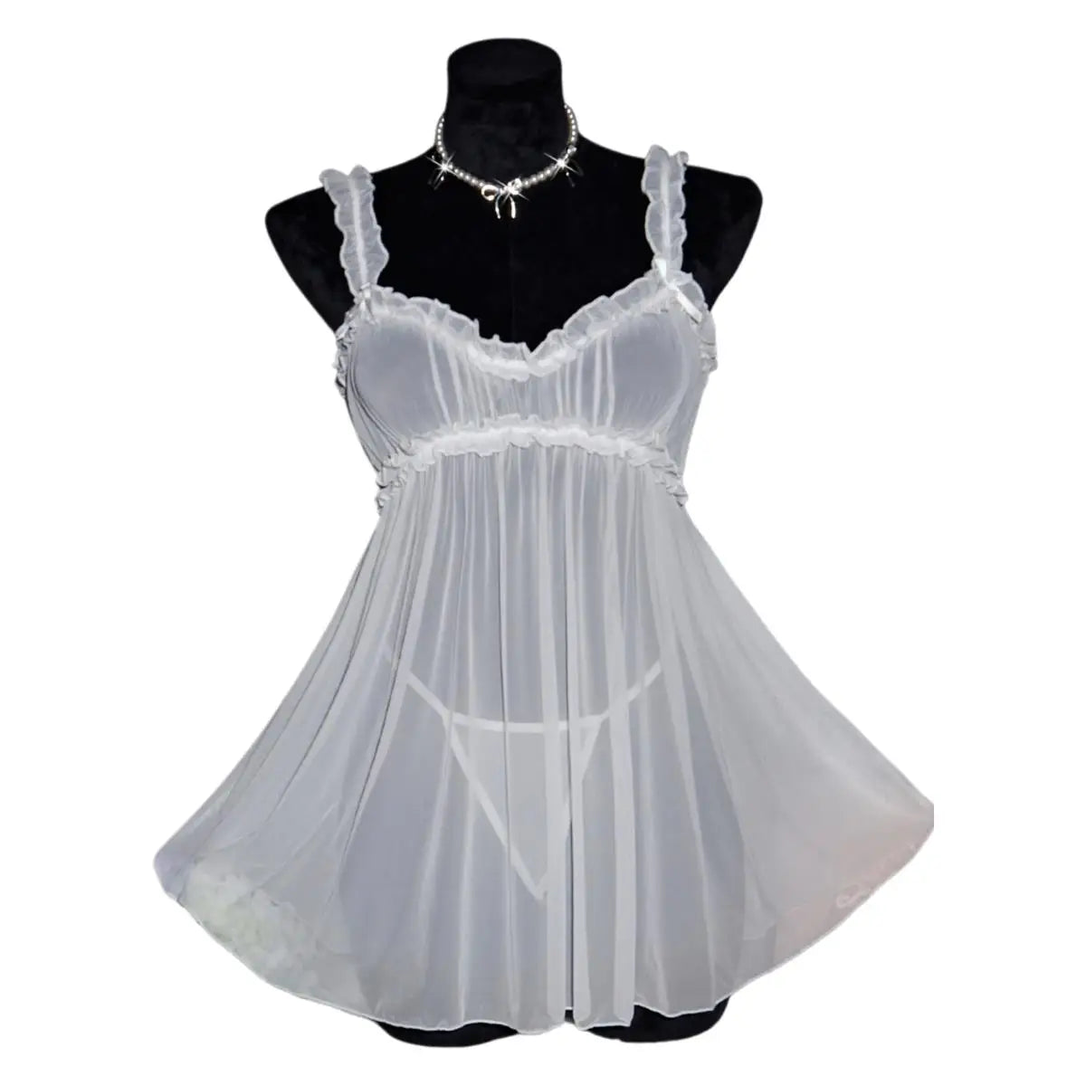 Adult White Lingerie Womens Underwear See Through Lace Nightdress And Panty Pijamas Sets Valentine's Day Gift Porn Lencería